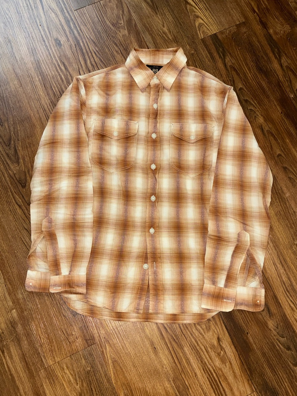 RRL Plaid Checked Tan Ombre Western Workshirt